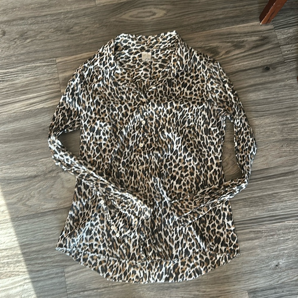 J Crew the perfect shirt - cheetah button up blouse
